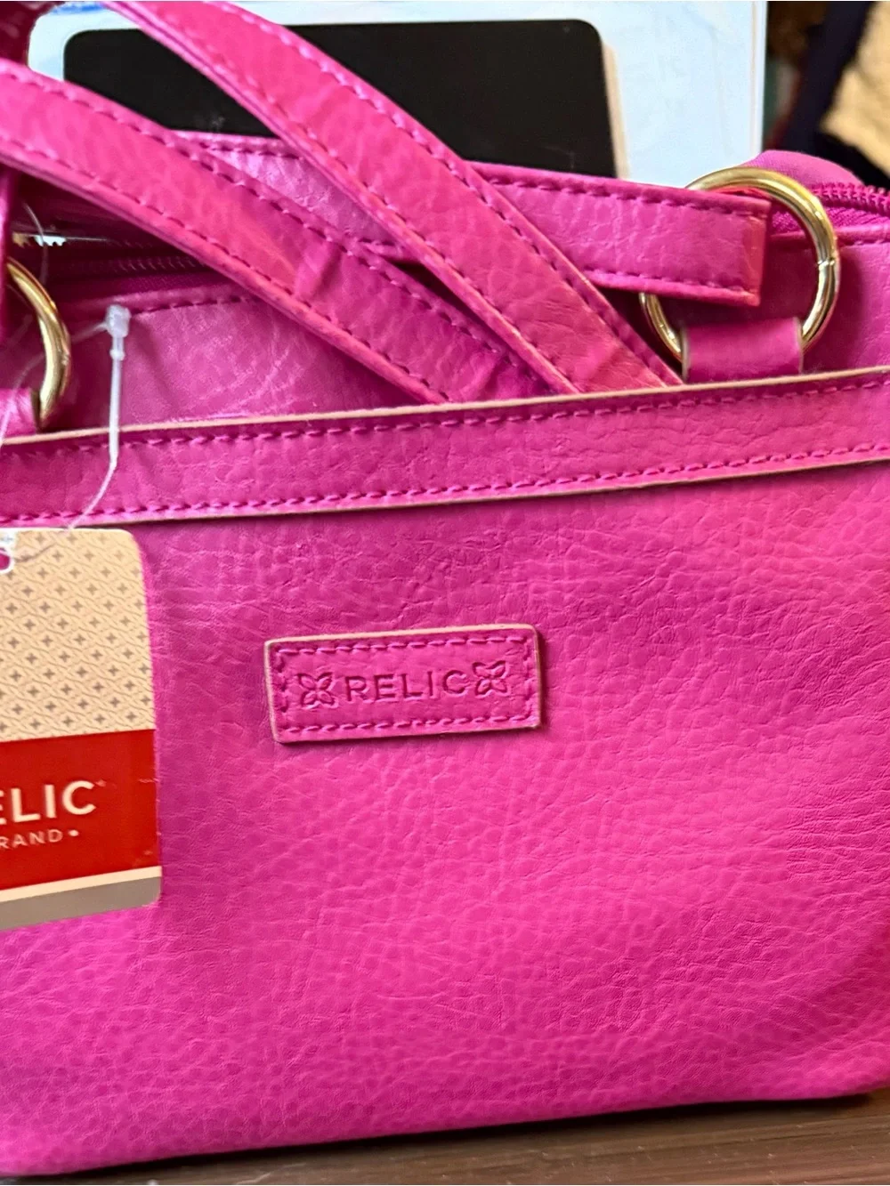 Relic Hot Pink Shoulder Tote with Gold-Tone Accents
